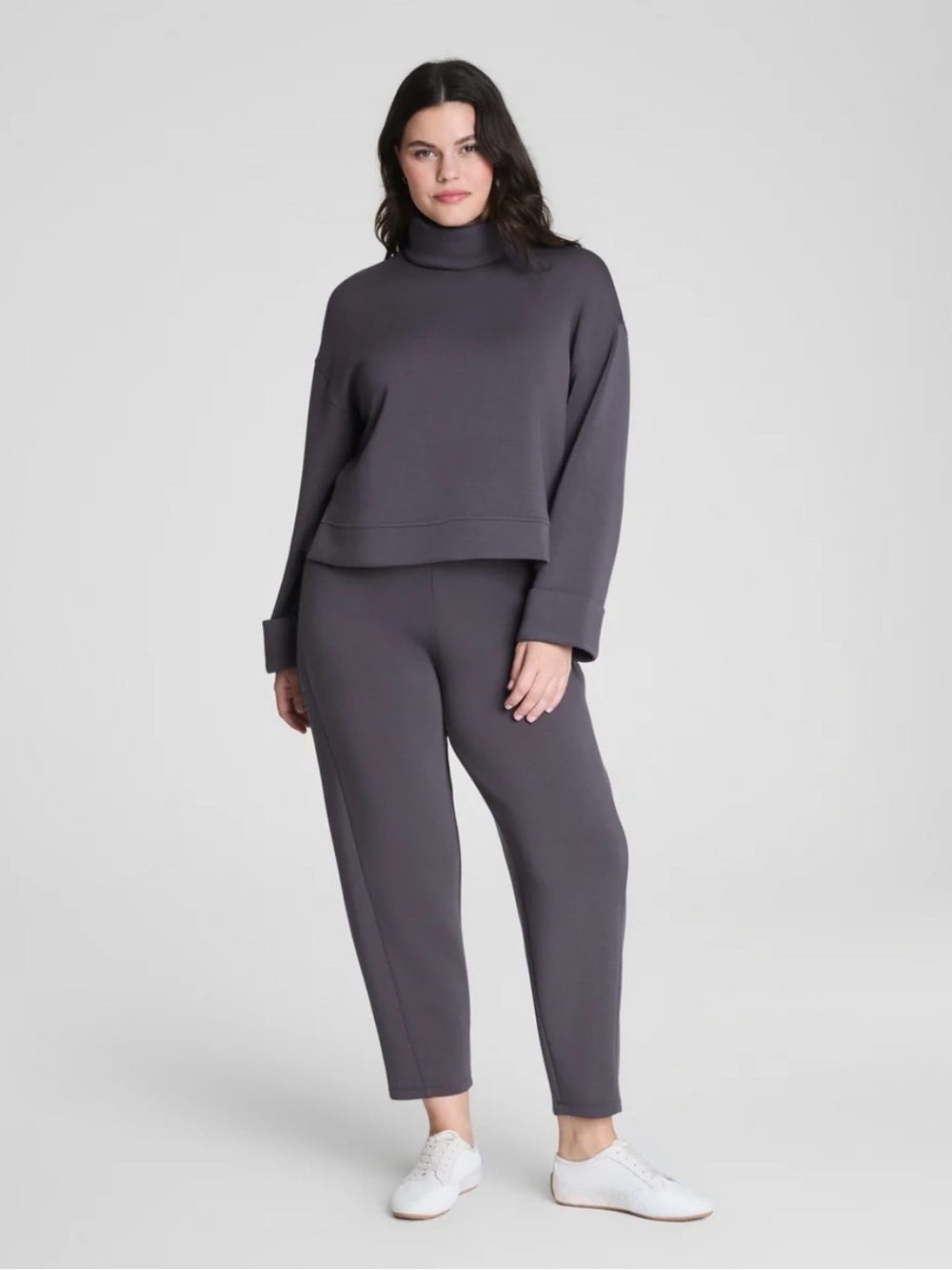 NWT Spanx Air Essentials Cuffed Sleeve Crop Turtleneck Sweatshirt & Barrel Pant
